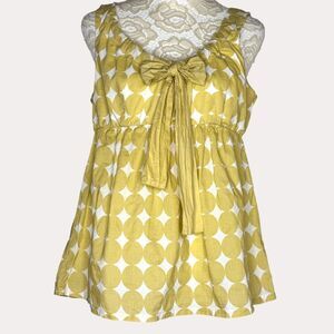 Hoss Intropia Blouse Top Polka Dot Bow Green Beige 38 US S M bv